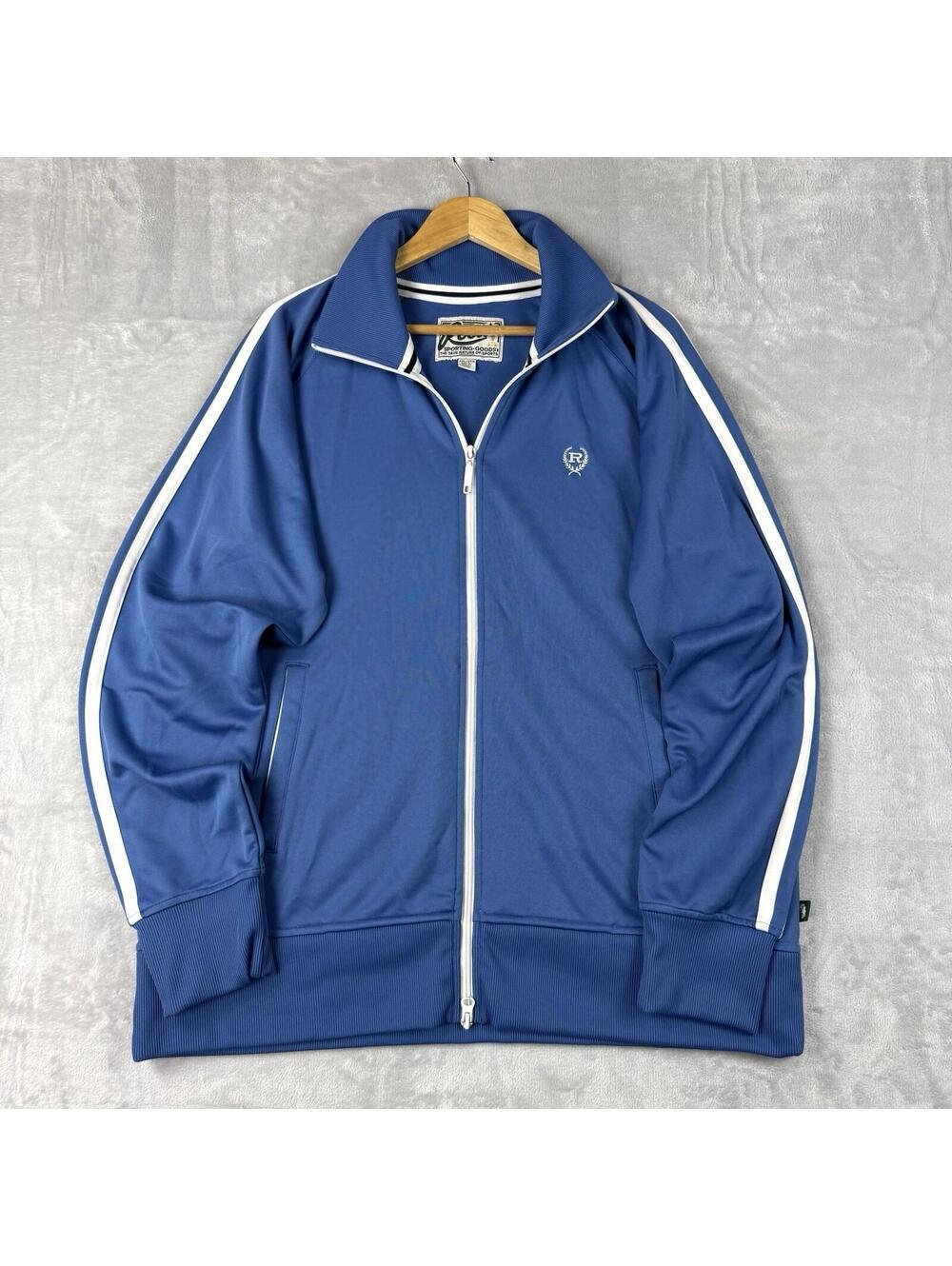 Roots Blue Track Jacket 2XL Full Zip Sporting Goods Striped Sleeve Retro Vintage